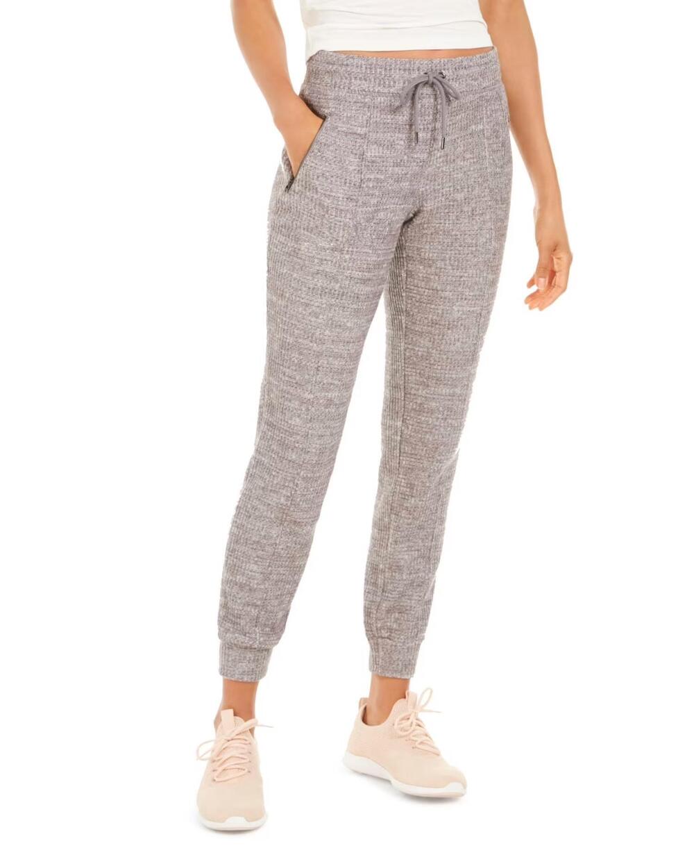 NEW IDEOLOGY women's waffle knit joggers in deep charcoal